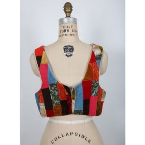Vintage Handmade Velvet Multicolor Patchwork Vest